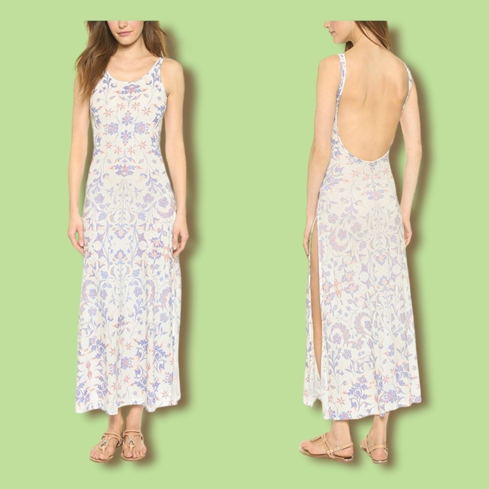 Wildfox Swim Dress L‎ Paisley Maldives Maxi  Swim Cover Blue White NWT